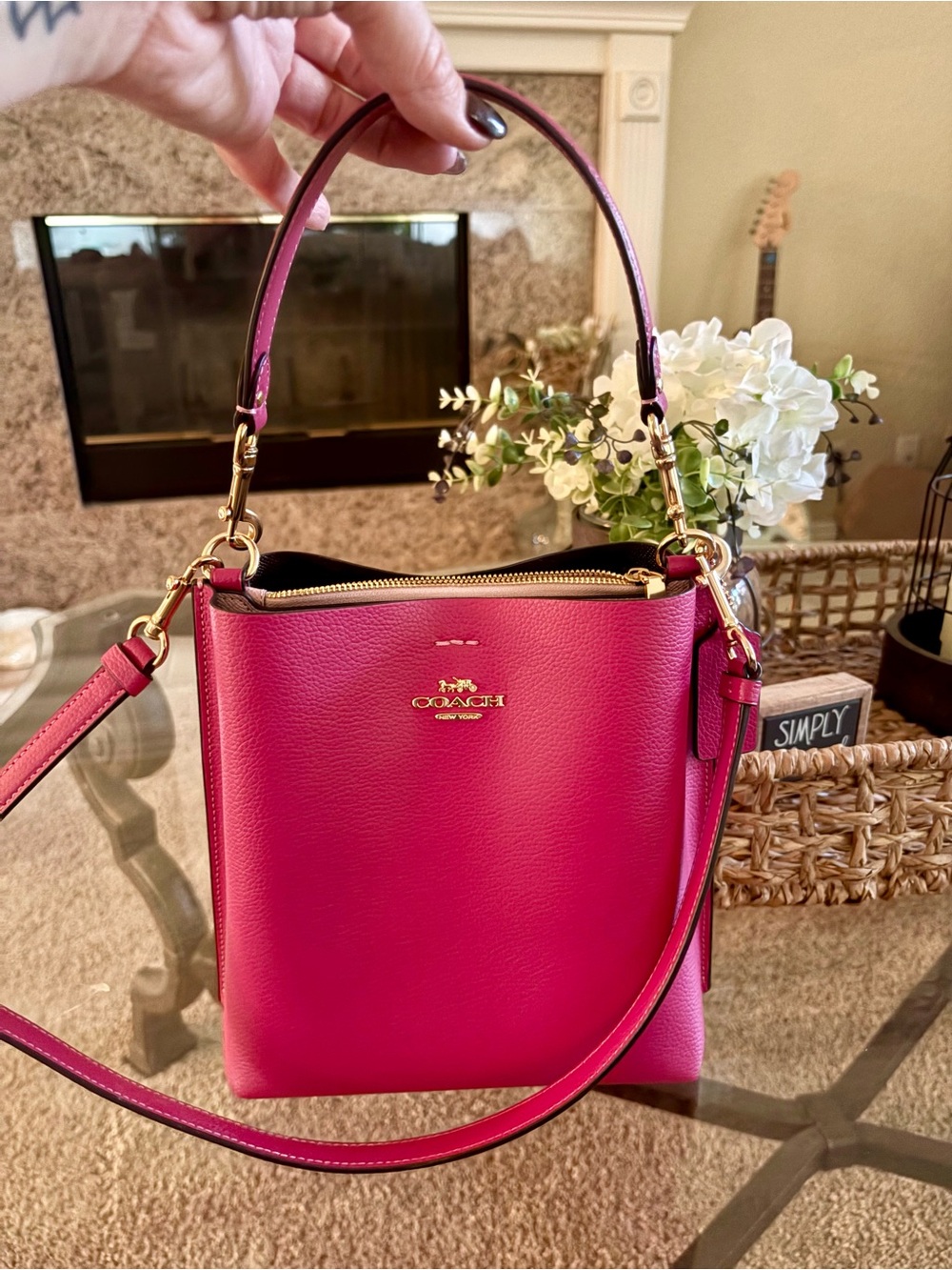 COACH Pink Leather “Mollie”Bucket Bag - Gold Hardware NEW WITHOUT TAGS